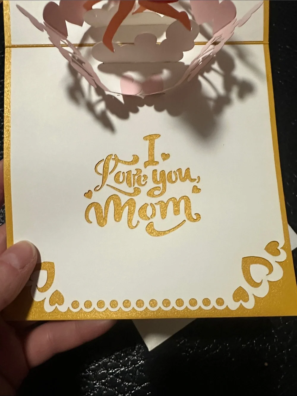Cute Popup Gold 'Mom' Heart Greeting Card